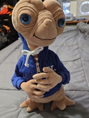 E.T. Plush in Blue Hoodie with Big Blue Eyes